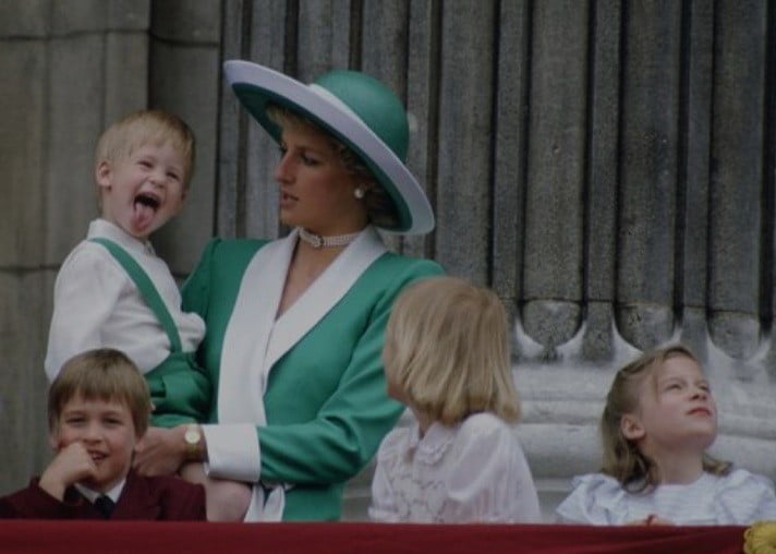 A young Prince Harry sticks out his tongue | Image: Pinterest
