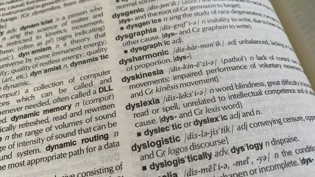 A dictionary page showing the definition of dyslexia | Image: Unsplash