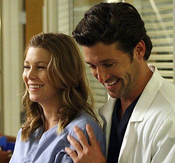Ellen Pompeo and Patrick Demosey as Meredith Grey and Derek Shepherd on Grey's Anatomy | Image: Pinterest
