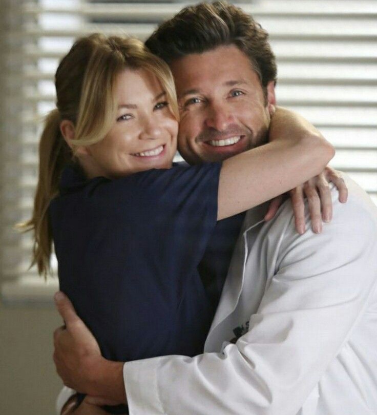 Ellen Pompeo and Patrick Demosey as Meredith Grey and Derek Shepherd on Grey's Anatomy | Image: Pinterest
