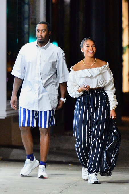 Diddy photographed with a smiling Lori Harvey on one of their outings 
