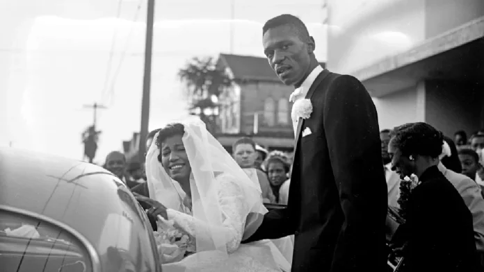 Rose Swisher with Bill Russell on their wedding day