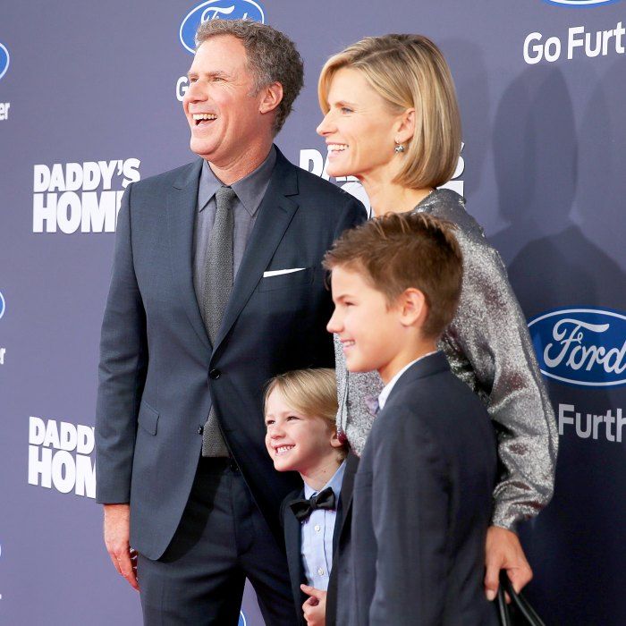 Will Ferrell with his family on the red carpet 