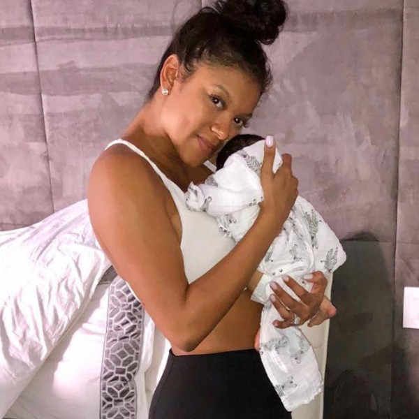 Eniko Parrish with one of her kids 