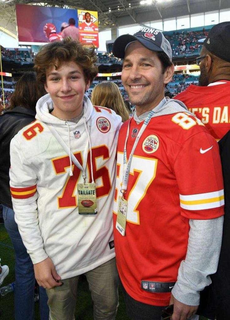 A picture of Darby Rudd's brother and her father at the Superbowl