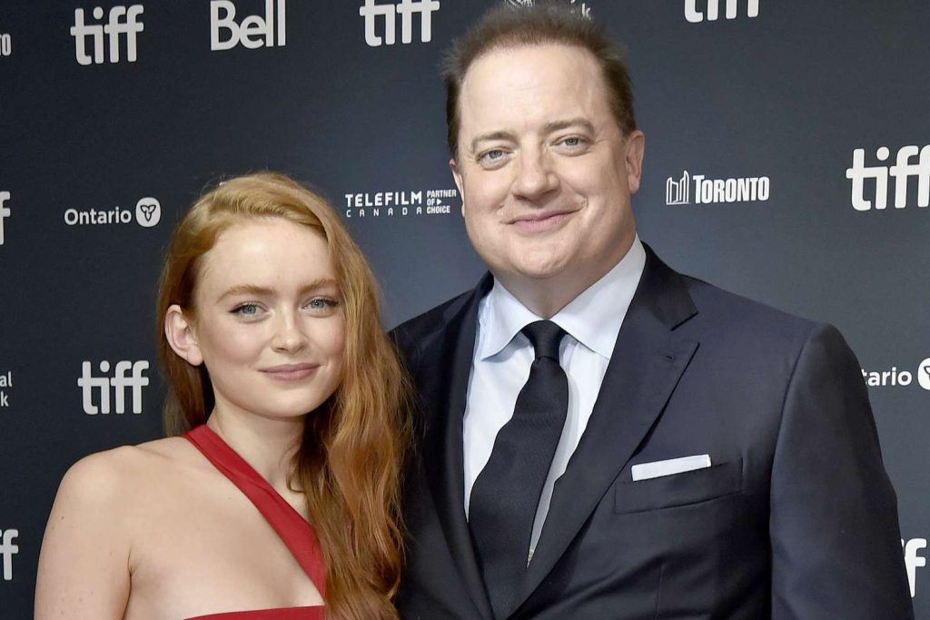 Brendan Fraser with his "The Whale" costar Sadie Sink 