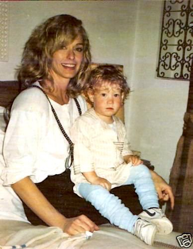 Farrah Fawcett with her son 
