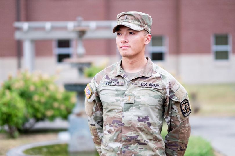 An Asian US military officer standing