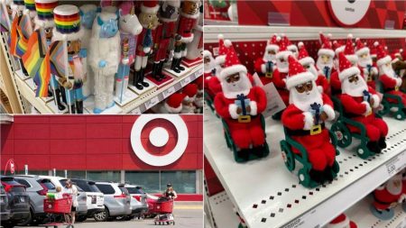 A Collage of a Target Store and Some of its "Woke" Christmas Collections