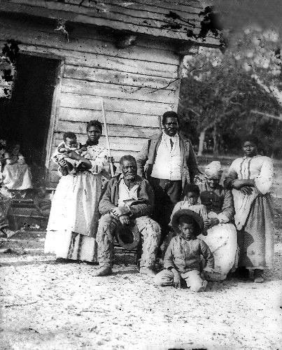 A picture of a Black American family during the slavery era