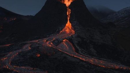 A picture of an active volcano in Iceland