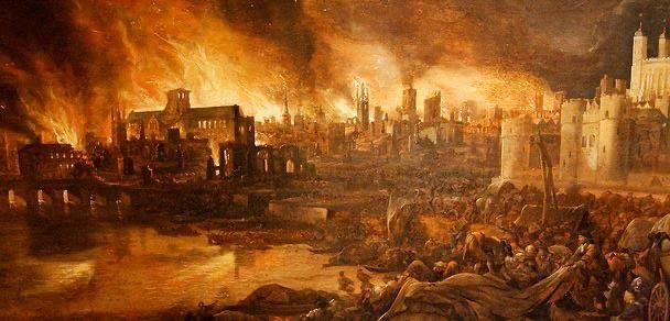 A picture of the great fire of ancient Rome