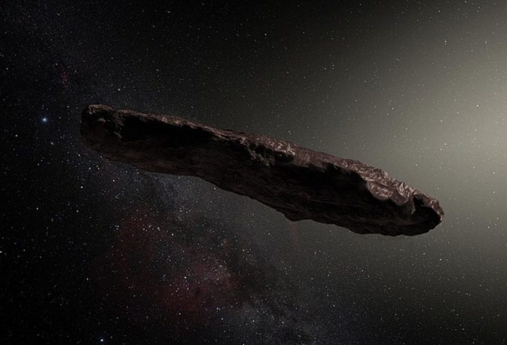 An image of an artist's impression of ʻOumuamua
