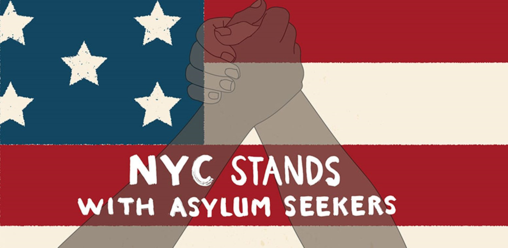 Poster indicating support of asylum seekers