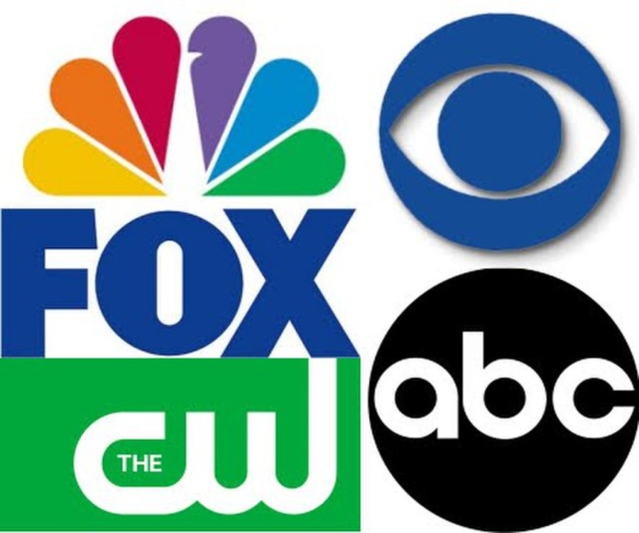The logos of major U.S. broadcast networks.