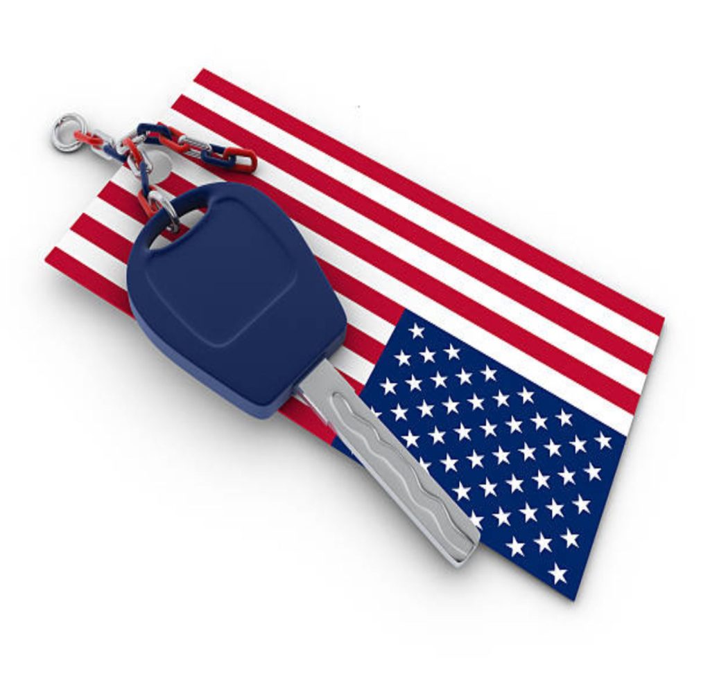 An Image of the American Flag and Car Key