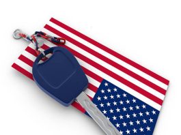 An Image of the American Flag and Car Key