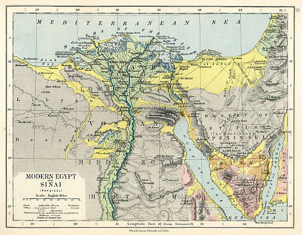 Vintage  map from 1879 showing Egypt and Sinai