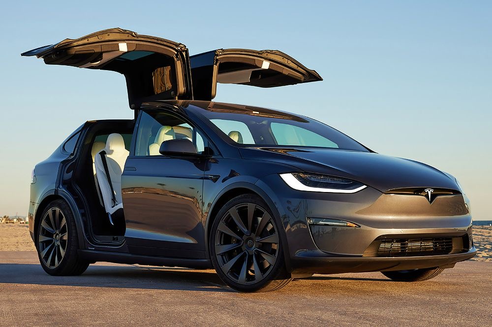 The Tesla X with its Falcon doors open