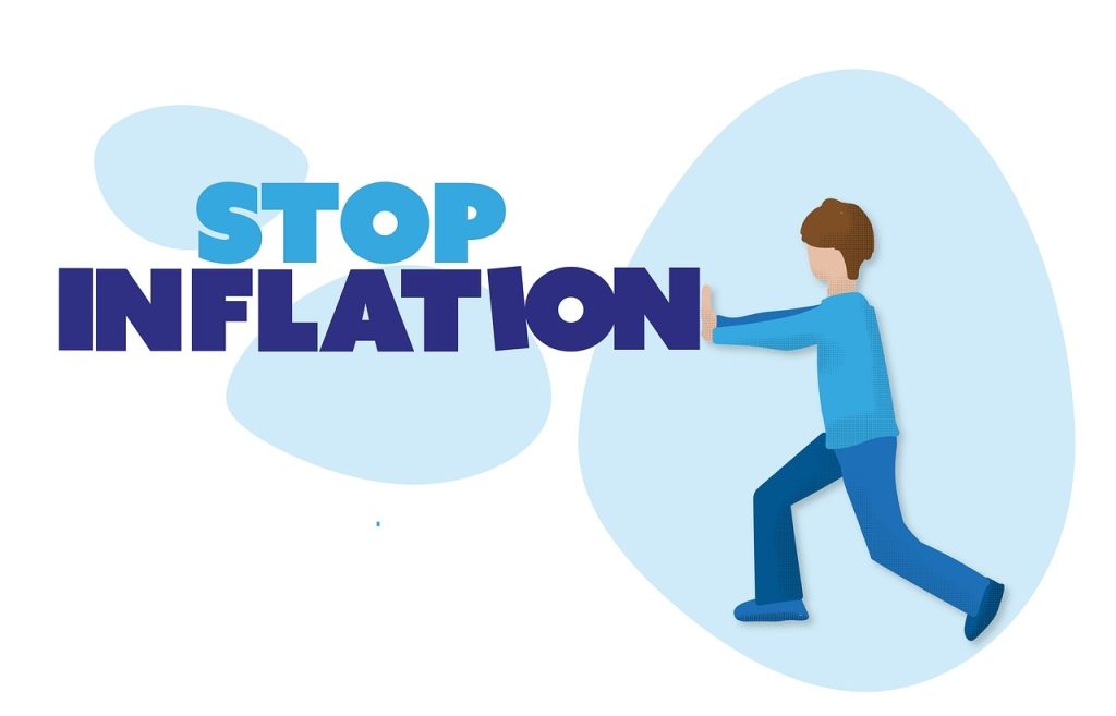 An image of a stop inflation by a male cartoon