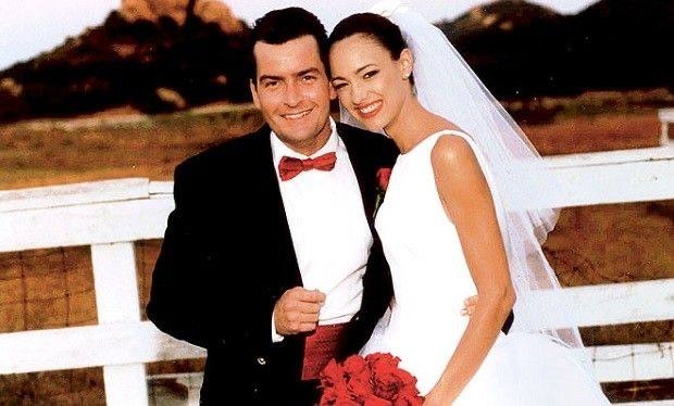 A picture of Donna Peele and Charlie Sheen at their wedding.