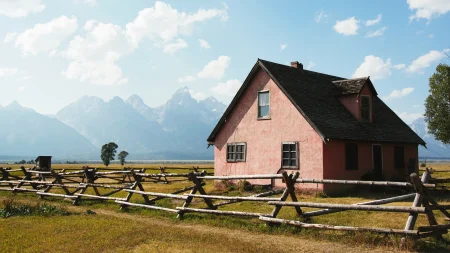 A building depicting a house in a small town