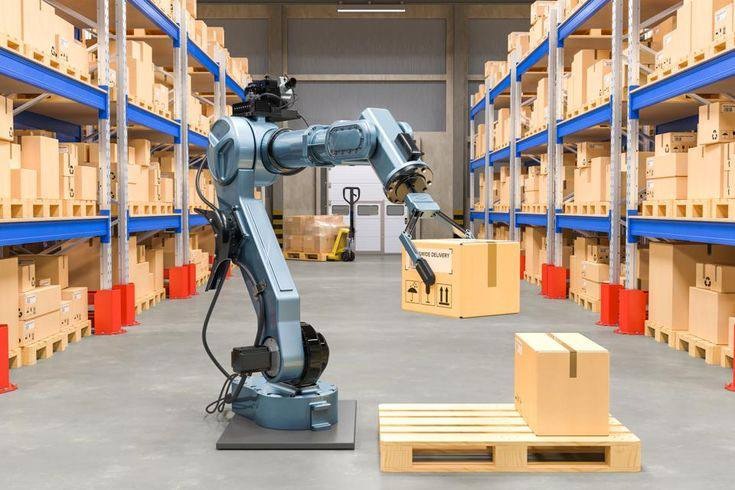 A picture of a warehouse robot working