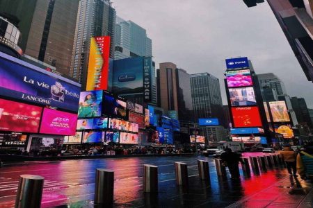 A picture of an empty New York street.