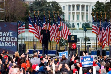 A picture of Donald Trump at the "Stop the Steal" rally