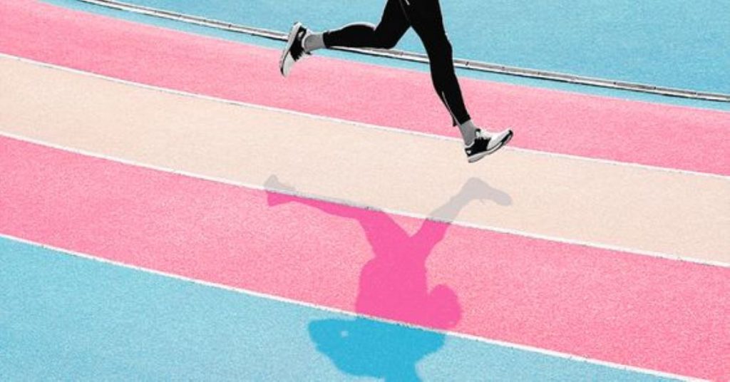 A Track Painted With the Colors of the Transgender Flag