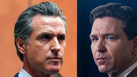 Alt Text: Mugshots of Gov. DeSantis and Gov. Newsom