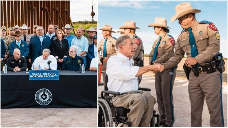 Texas Governor Signing New Immigration Laws and Greeting State Troopers