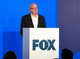 Rupert Murdoch addressing staff of Fox Corporation