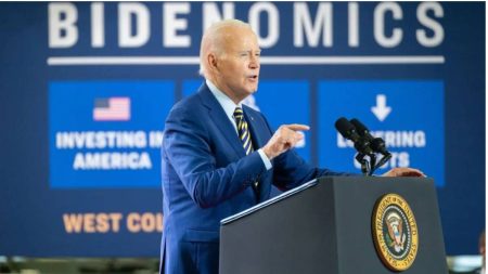 President Biden giving a speech at an event