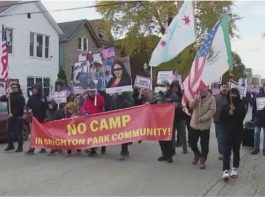 Chicago residents demonstrating