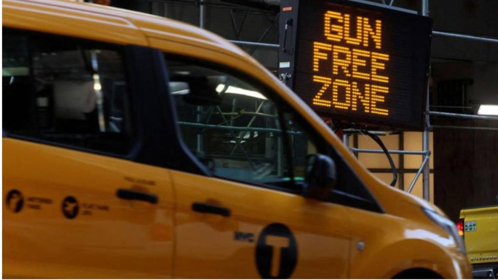 A “Gun Free Zone” sign in New York.