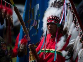 Native American in a ceremonial regalia