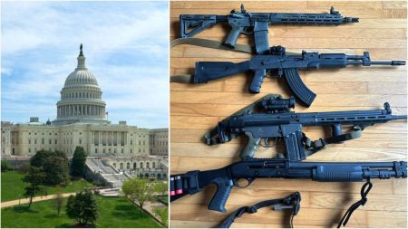 A Collage of Guns and the Capitol