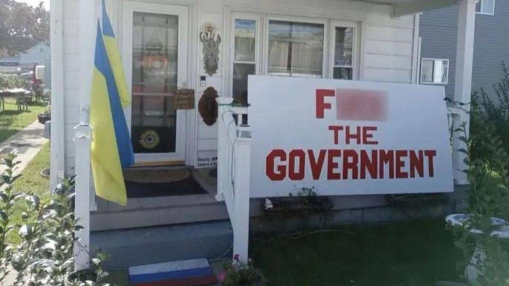 The “F—- The Government” sign in front of Bliler's home