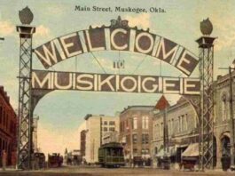 An old picture of Muskogee Main Street