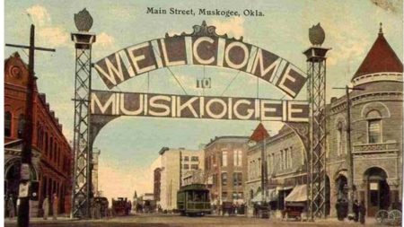 An old picture of Muskogee Main Street