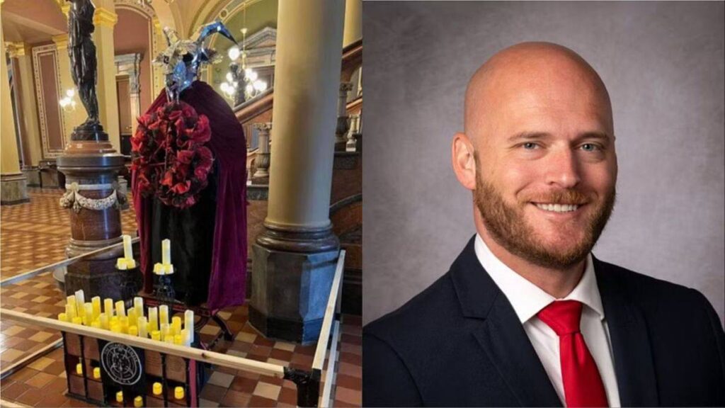The Satanic Temple's Display, and former Navy pilot Michael Cassidy