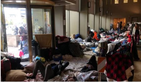 Migrants in a building