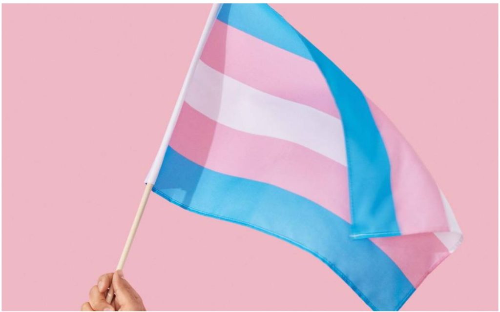 A transgender pride flag