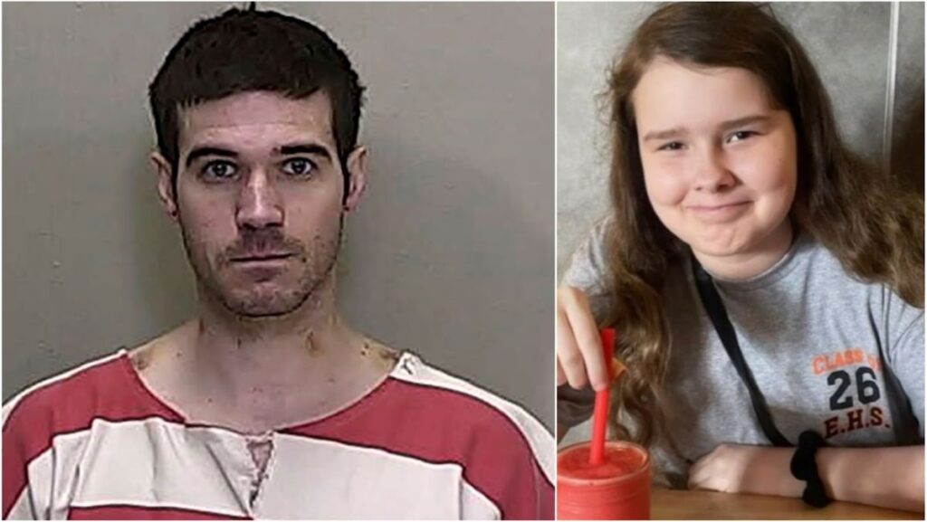 A collage of 31-year-old Thomas Ebersole and his abductee, 16-year-old Mikayla Buckner