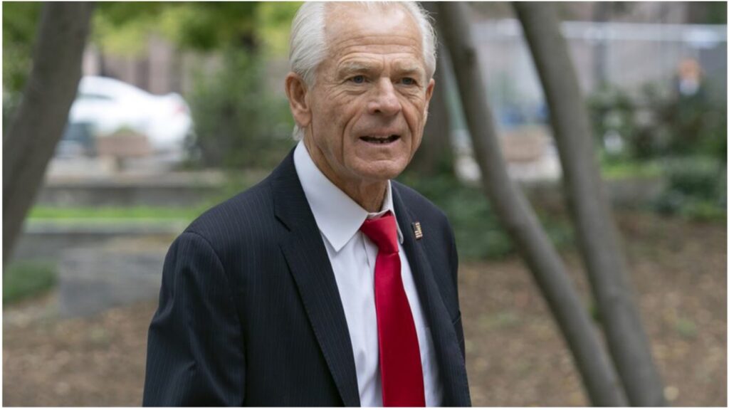 Peter Navarro on August 23, 2023, arriving at the Washington E. Barrett Pettyman U.S. Federal Court House to defend his contempt of Congress charges.