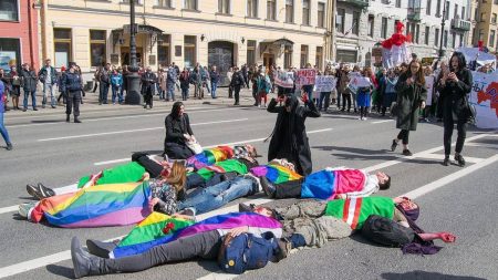 A public demonstration by members of the LGBTQ community