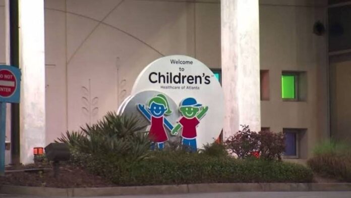 A signage outside an Atlanta children's hospital