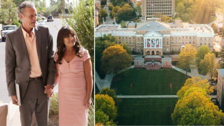 Former Chancellor Gow and his Wife Plus Landscape of University of Wisconsin