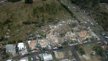 Houses destroyed by a tornado